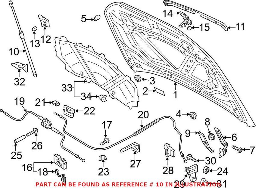 Audi Hood Lift Support 8U0823359B